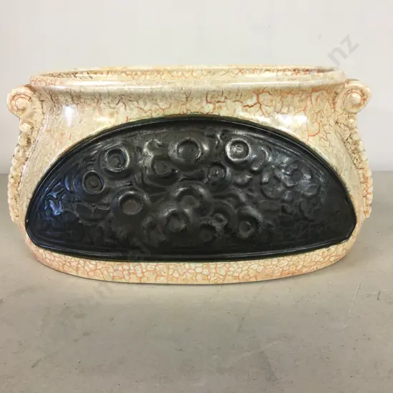 Vintage Gold Crackle Metal Effect Glazed Planter Pot H15cm, W30cm, D14cm.